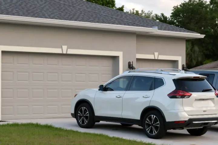 Vehicle parked at a home for convenient door service